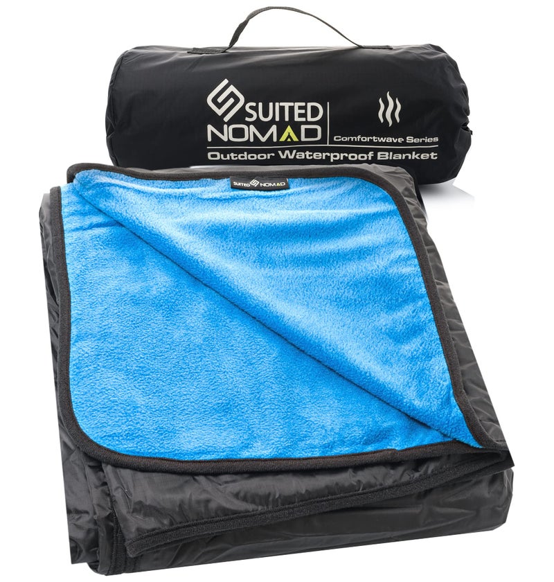 SUITEDNOMAD Large Waterproof Outdoor Stadium Blanket, Windproof and Warm Extra Thick Fleece or Quilted Sherpa, Great for Cold Weather Camping, Picnic, Sports, Festivals - Image 1